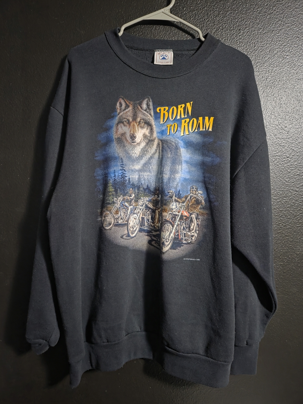 Vintage Motorcycle Harley Davidson 3d Emblem Wolves Crewneck Sweatshirt XXL